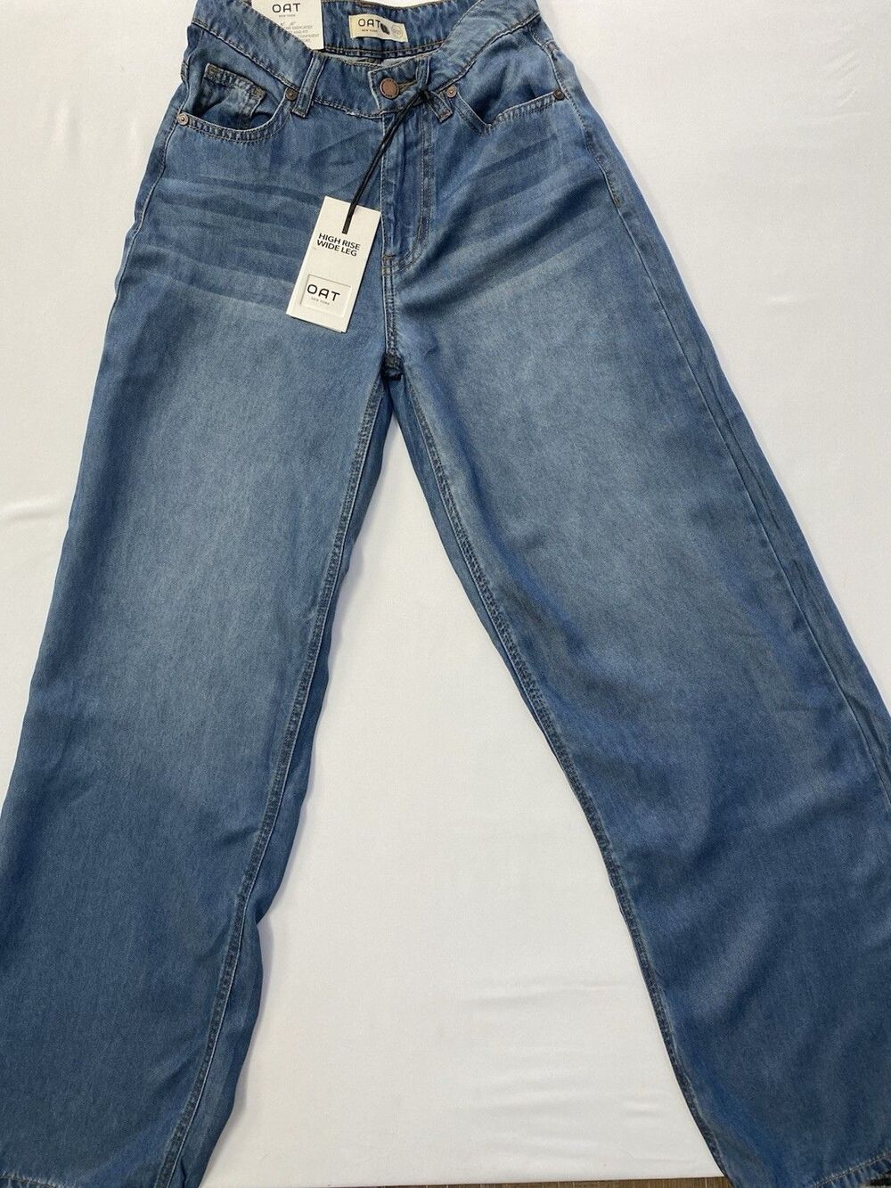 NWT OAT New York High Rise Wide Leg Jeans Blue 100% Lyocell Size 0 / 25 Soft